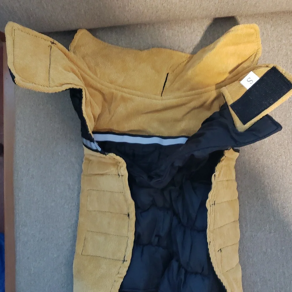 Mklhgty Dog Waterproof Reversible Yellow/Black Winter Coat Size S